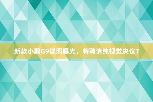 新款小鹏G9谍照曝光，将聘请纯视觉决议？