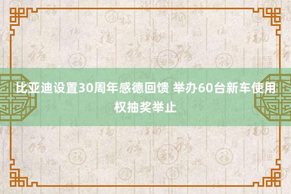 比亚迪设置30周年感德回馈 举办60台新车使用权抽奖举止