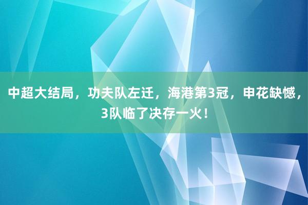 中超大结局，功夫队左迁，海港第3冠，申花缺憾，3队临了决存一火！